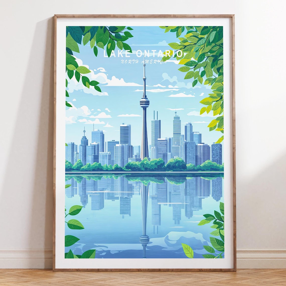 Lake Ontario Toronto Skyline Reflection Lakeside Travel Poster