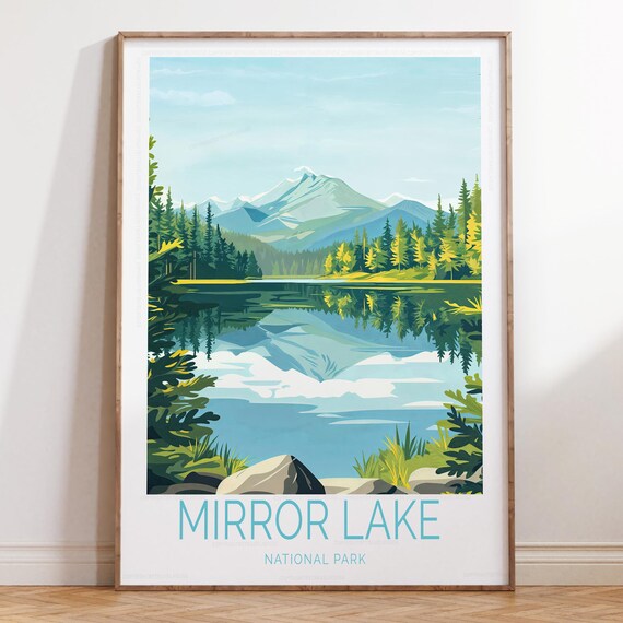 Serene Mirror Lake National Park Boulder Shore Mountain Poster