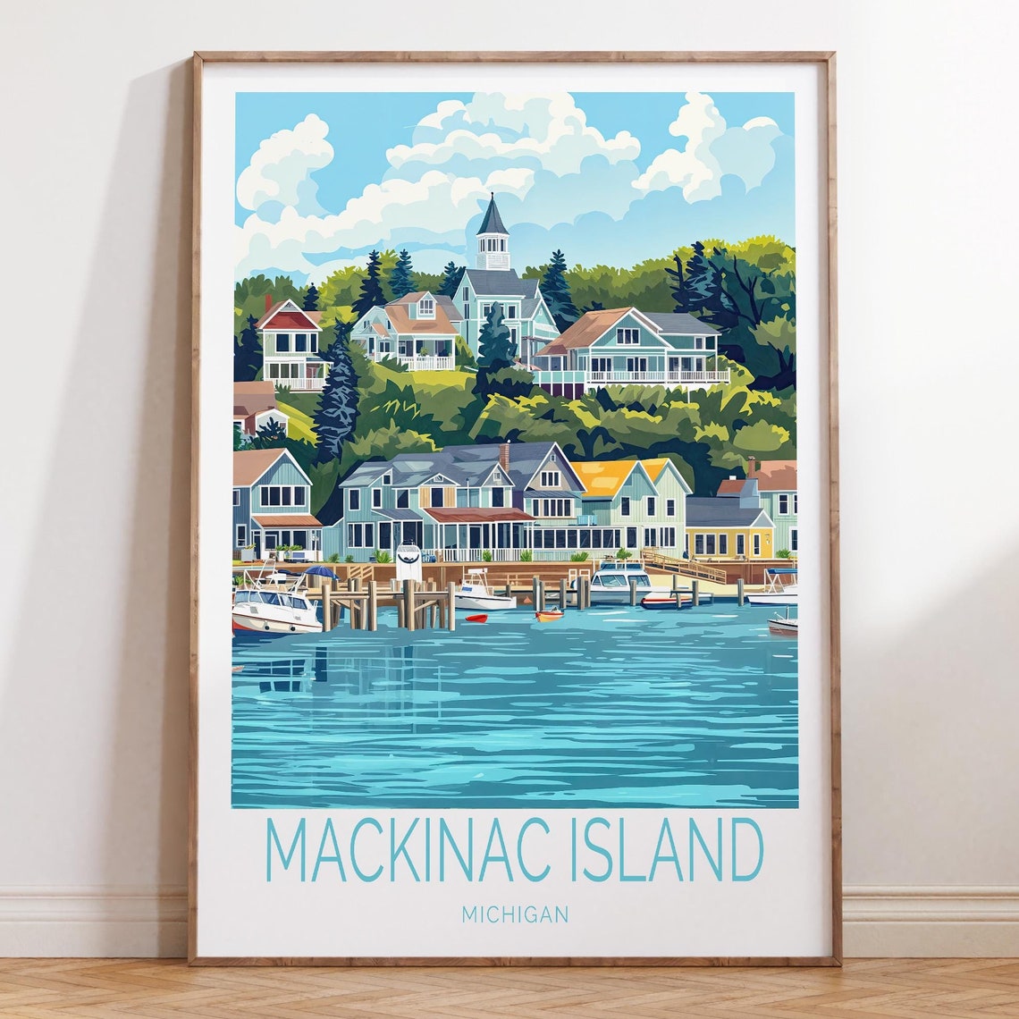 Mackinac Island Michigan Travel Poster Mackinac Island Wall Art Michigan Travel Print City Personalised Gifts Travel Gifts
