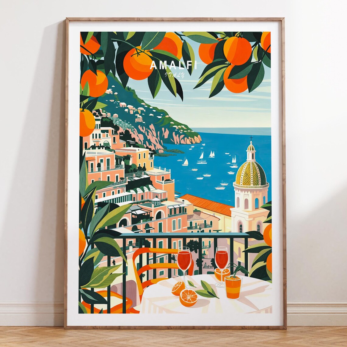 Amalfi Italy Lemon Terrace Overlooking The Coast Travel Poster