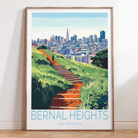 Bernal Heights San Francisco Stair Path To Skyline View Poster