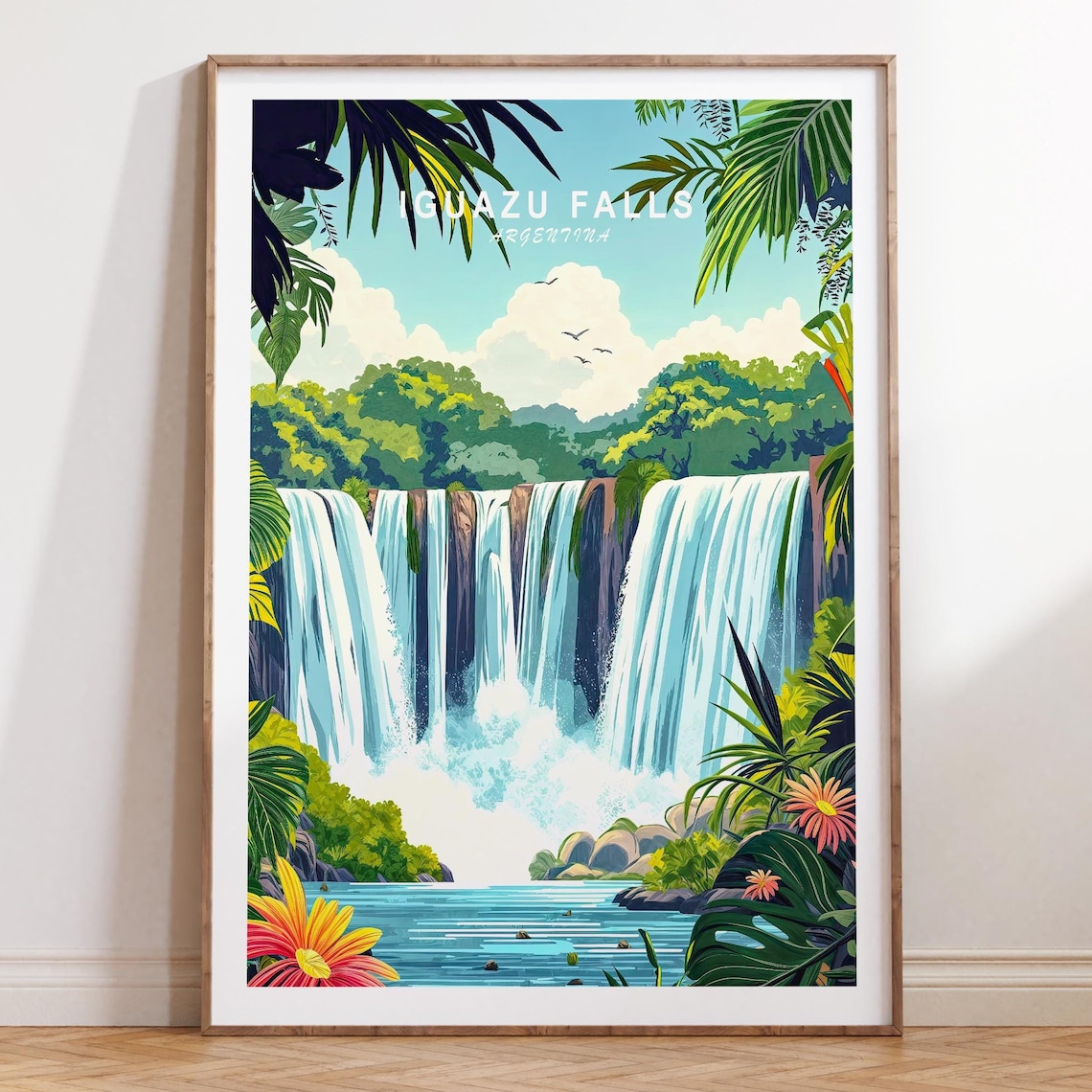 Iguazu Falls Argentina Jungle Waterfalls Scenic Travel Poster