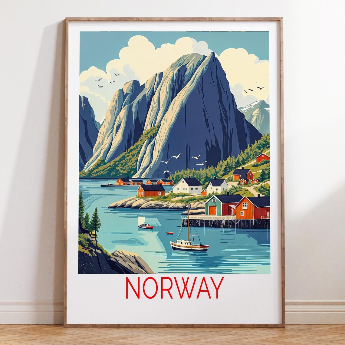 Norway Scandinavia Travel Poster, Nordic Decor