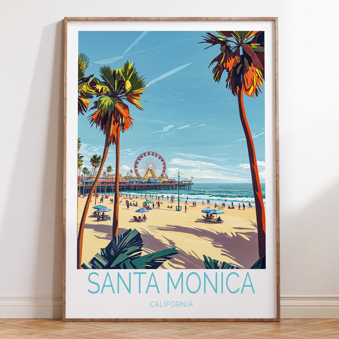Santa Monica California Travel Poster, City Wall Art