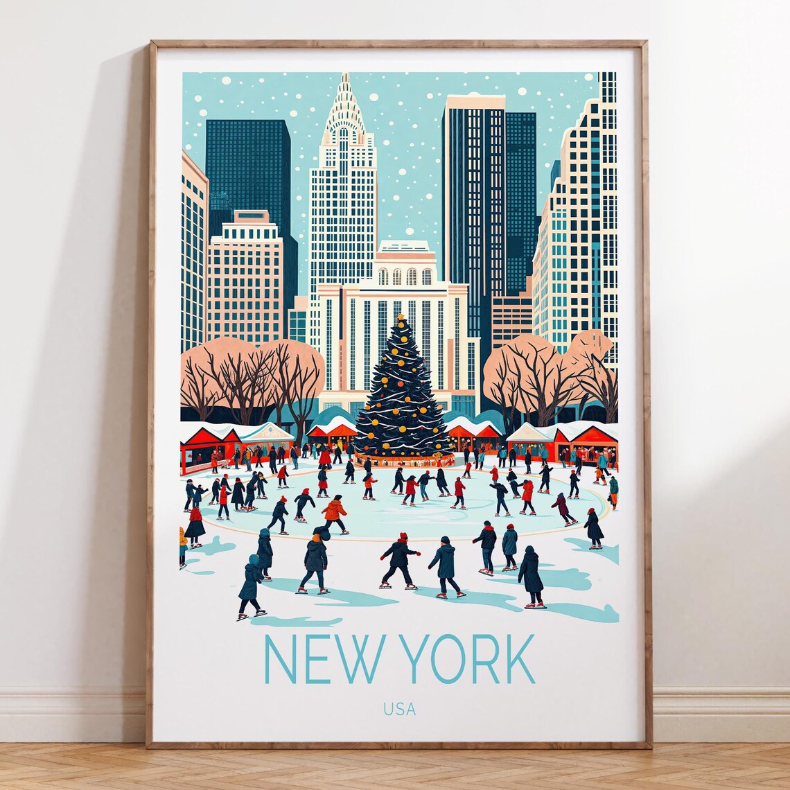 New York Custom Travel Poster, Winter City Art