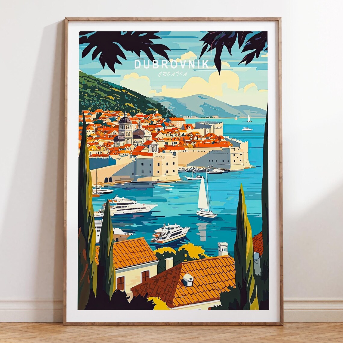 Croatia Travel Poster, Dubrovnik Travel Wall Art