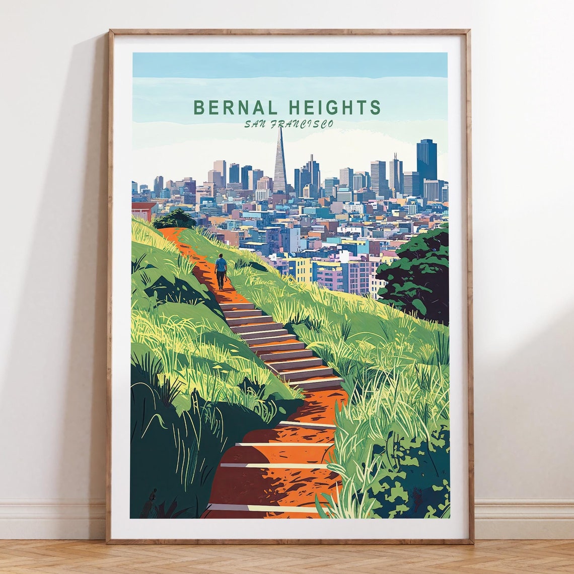 Bernal Heights San Francisco Hillside Trail Skyline View Poster