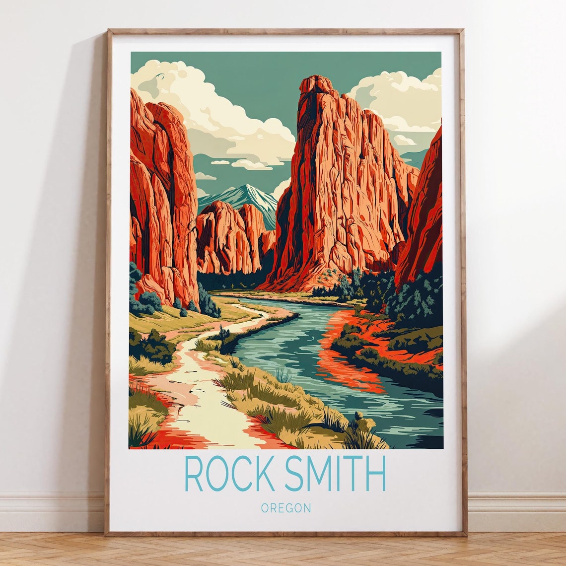 Rock Smith Oregon Red Rock River Valley Caption Travel Poster