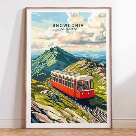 Snowdonia California Red Mountain Railway Train Journey Poster