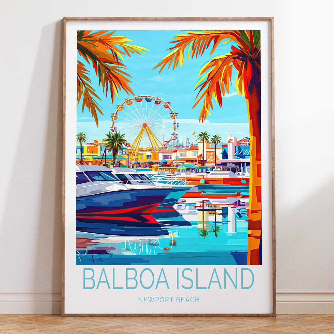 Balboa Island Sailboat Marina Newport Beach Coastal Art Print