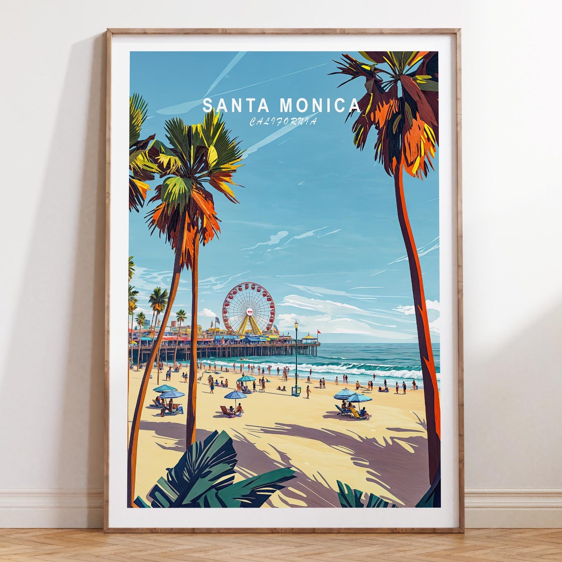 Santa Monica California Poster Santa Monica California Wall Art Santa Monica Travel Print Wedding Gifts Birthday Gifts
