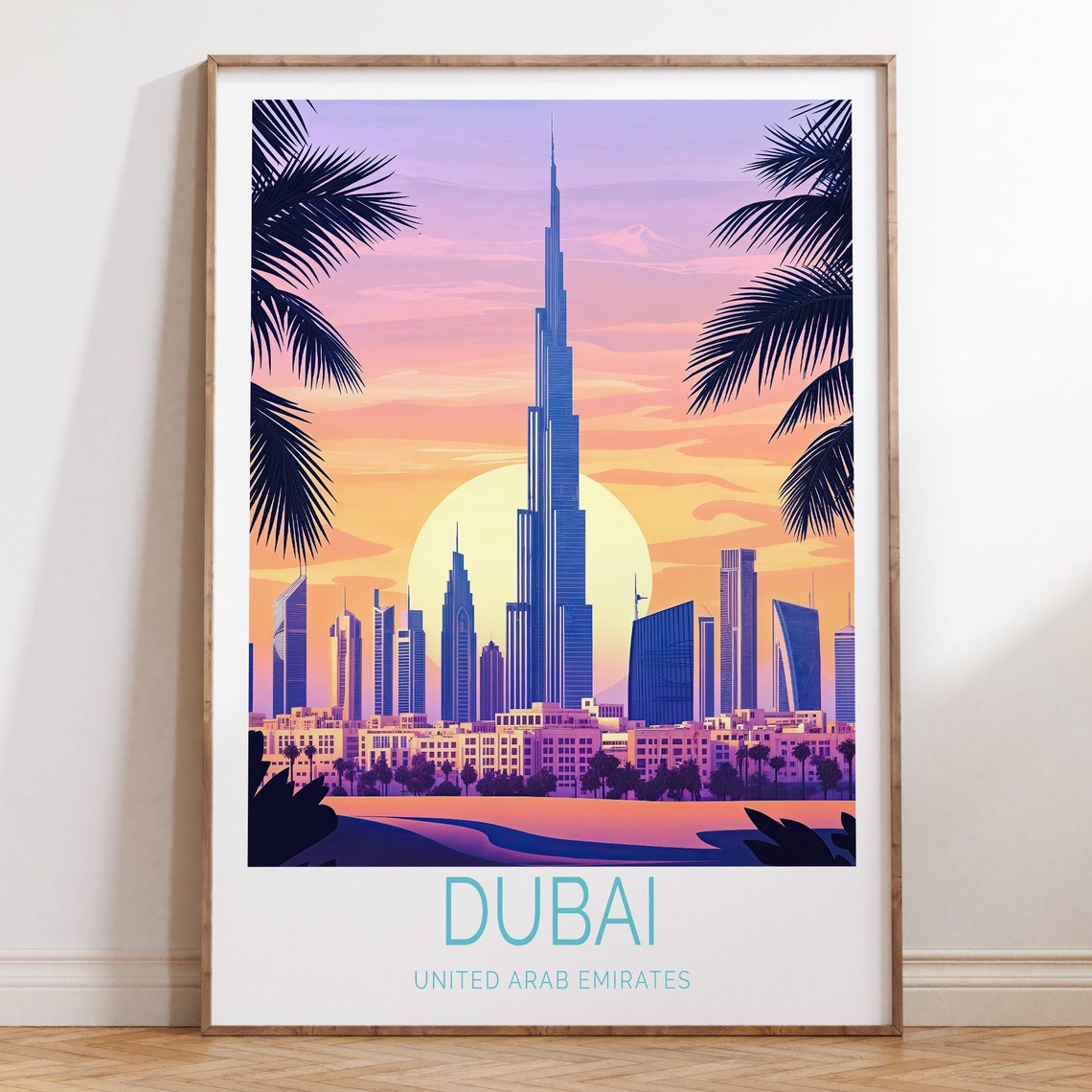 Dubai Travel Poster Burj Al Arab Travel Print Dubai United Arab Emirates Wall Art House Warming Gifts Travel Gifts