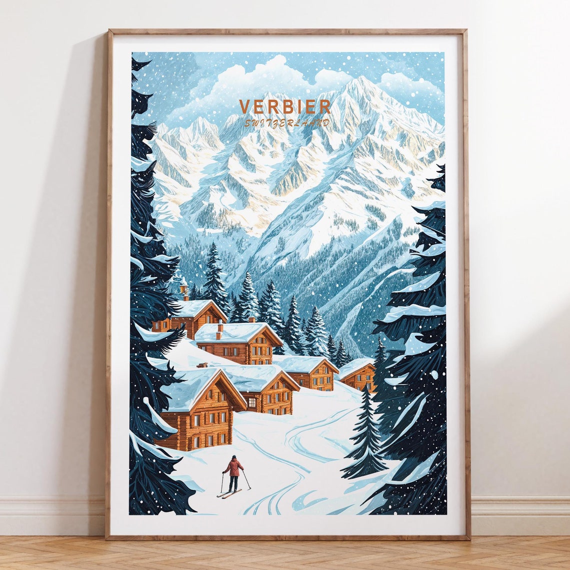 Verbier Switzerland Travel Poster Switzerland Wall Art Verbier Travel Print Birthday Gifts City Personalised Gifts