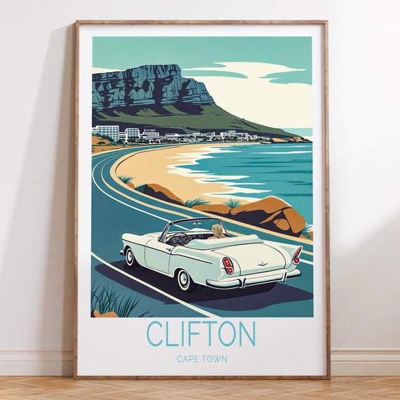 Clifton Cape Town Travel Poster Wall Art South Africa Print City Personalised Gifts Birthday