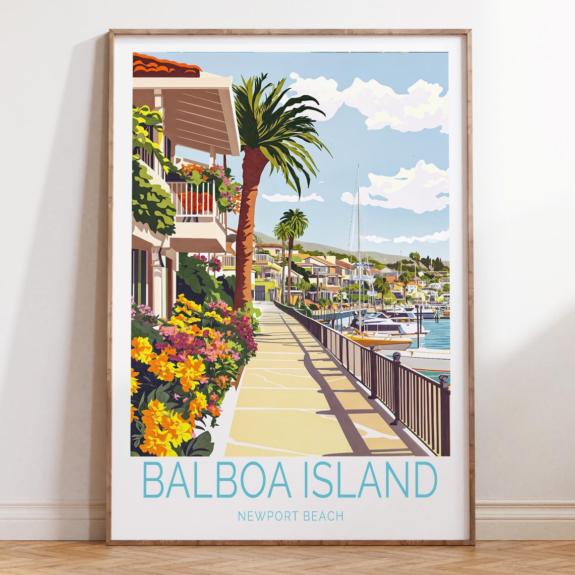 Balboa Island Travel Poster Balboa Island Newport Beach Travel Wall Art Newport Beach Print City Personalised Gifts Travel Gifts