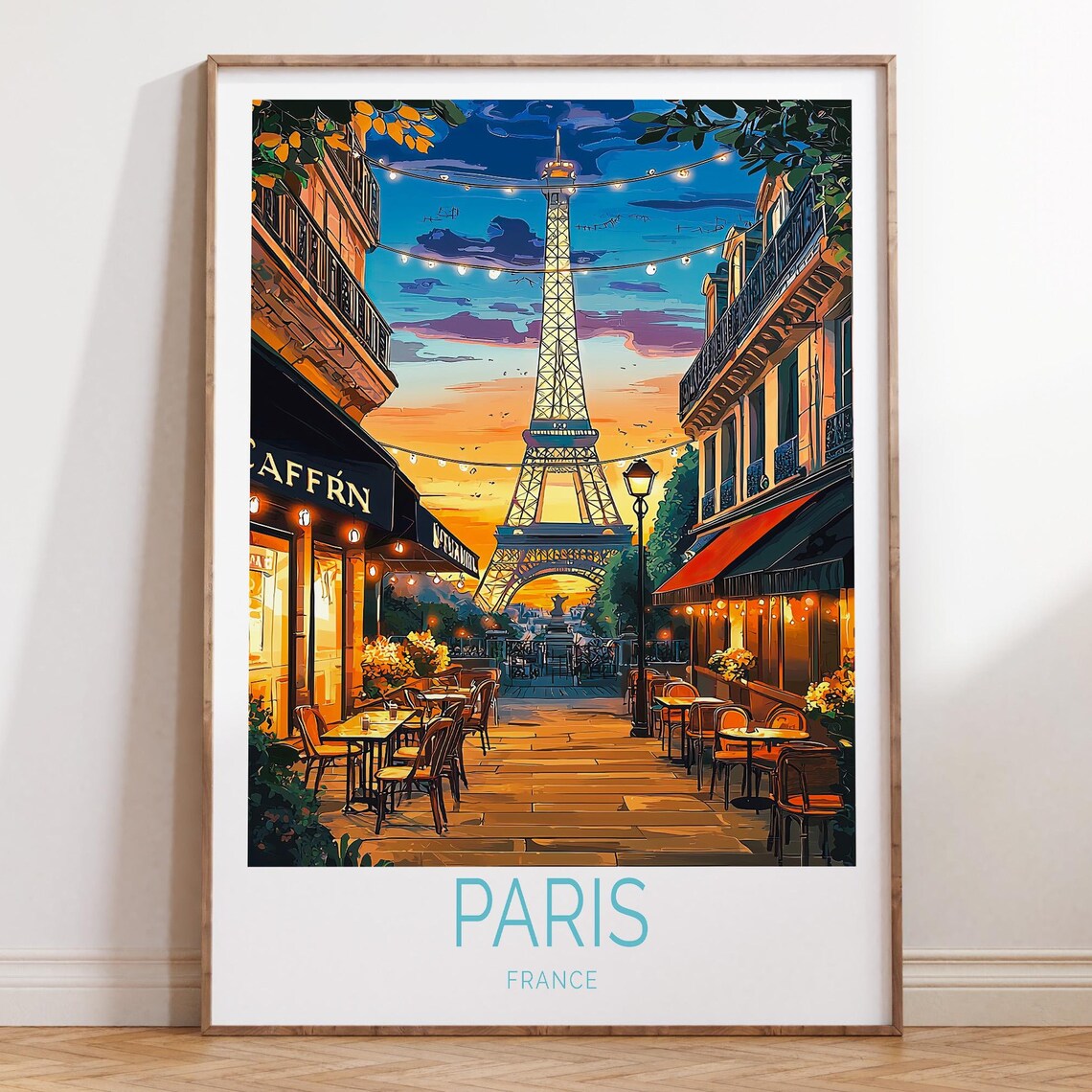 Paris France Travel Poster, Eiffel Tower Wall Decor