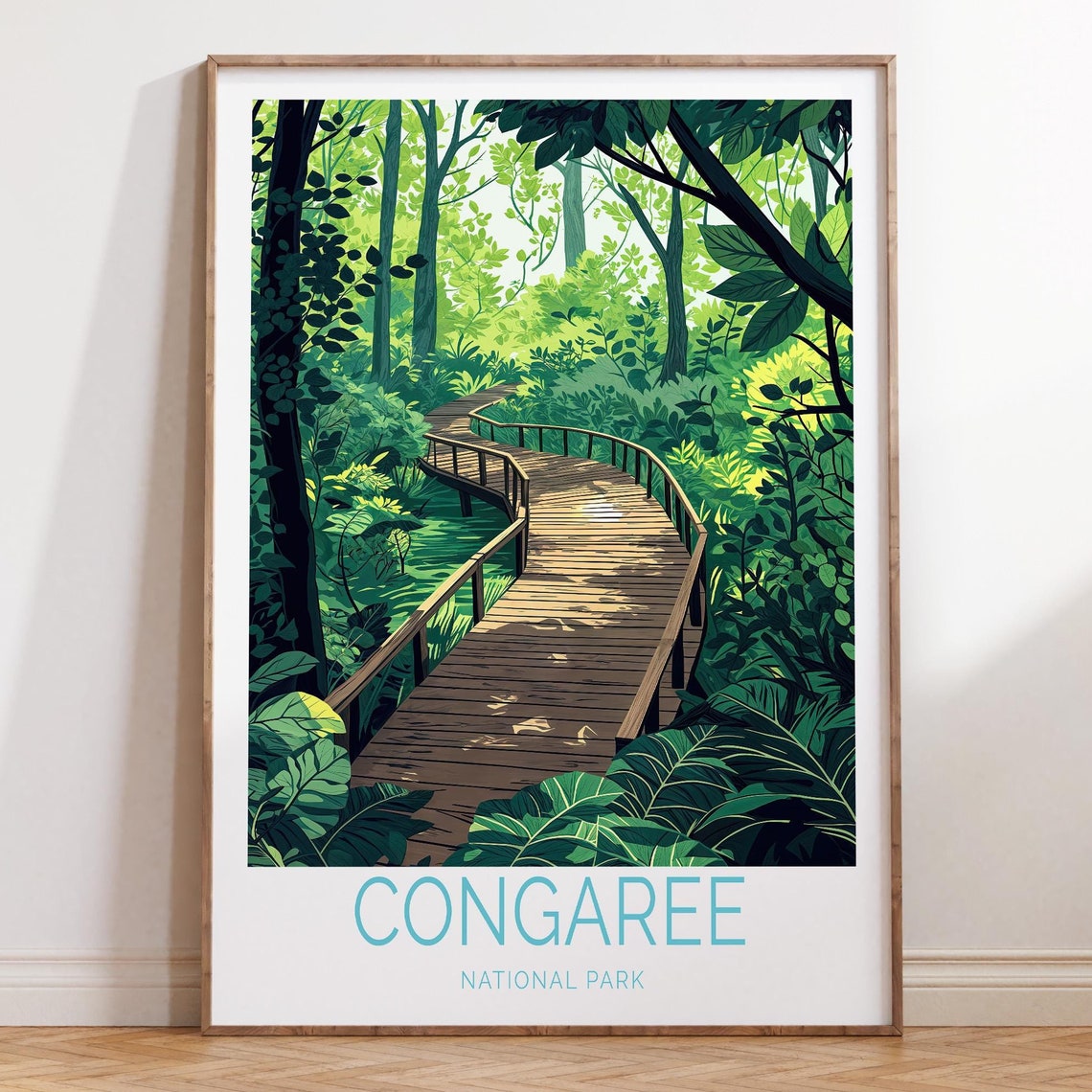 Congaree National Park Boardwalk Forest Scenic Travel Poster