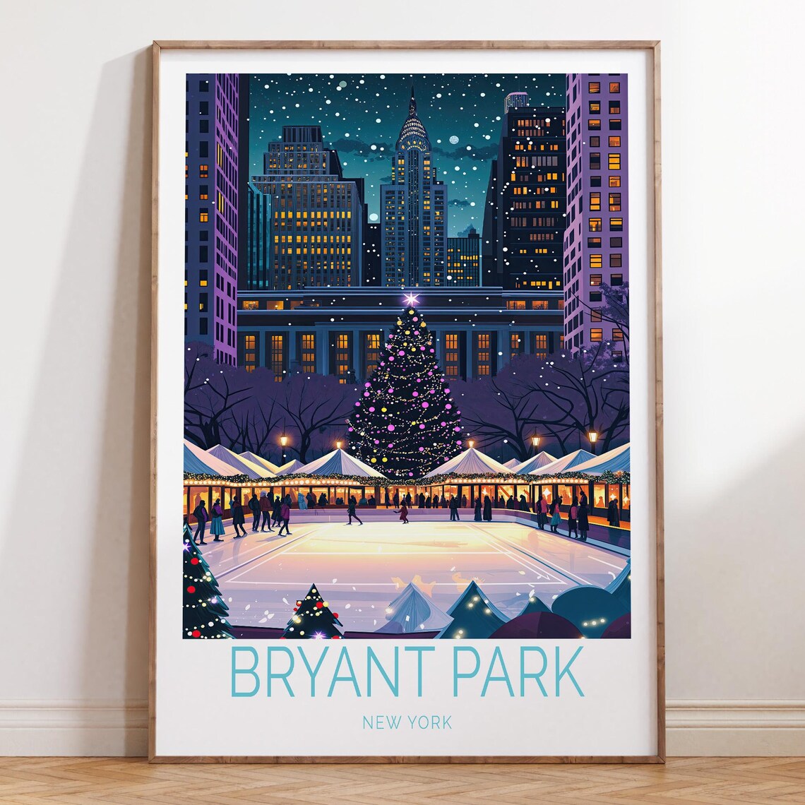 Bryant Park New York Travel Poster, City Wall Art