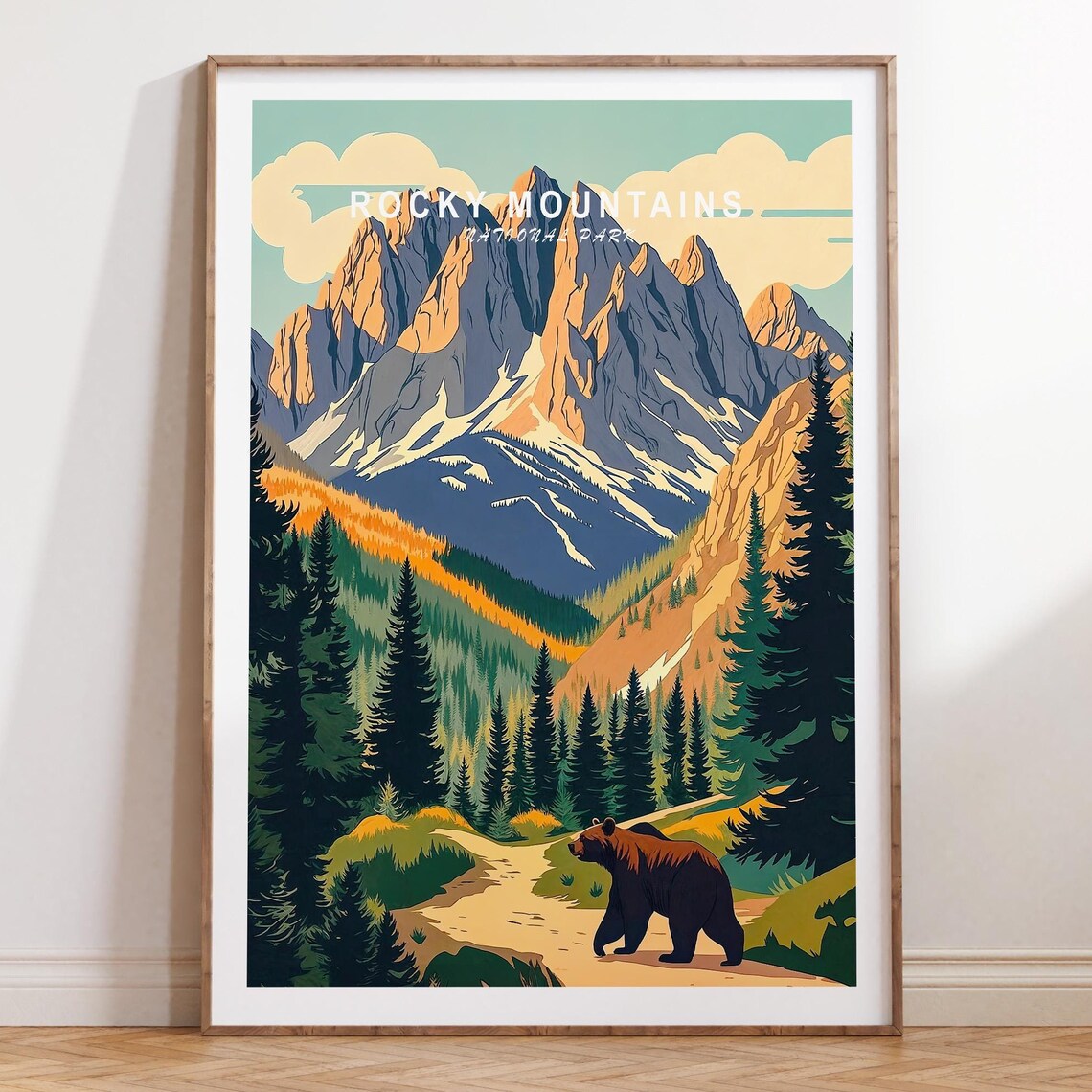 Rocky Mountains National Park Bear Trail Vintage Travel Poster