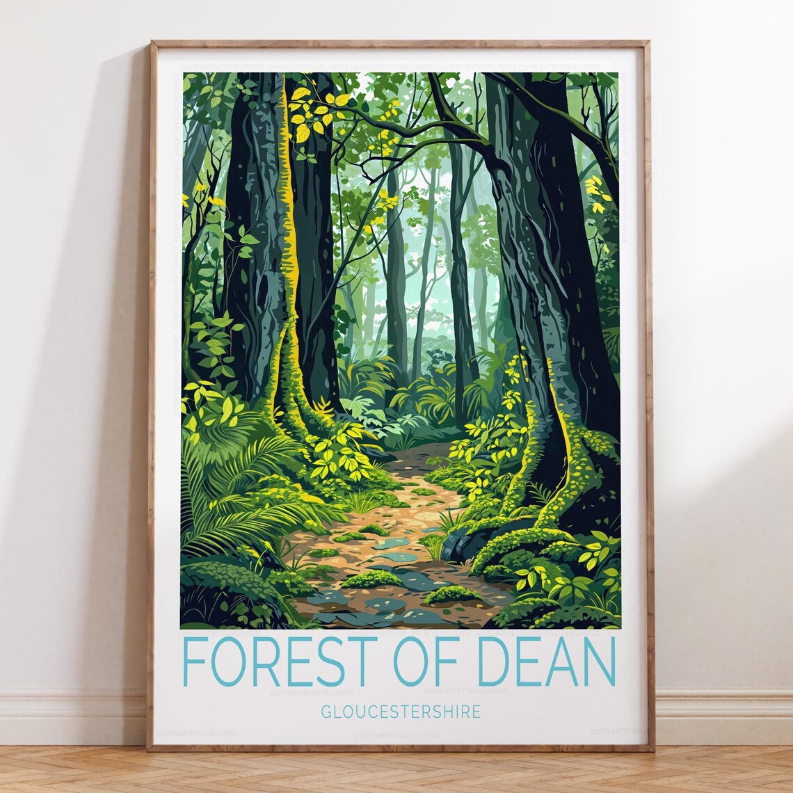 Forest of Dean Gloucestershire Lush Green Fern Trail Travel Poster