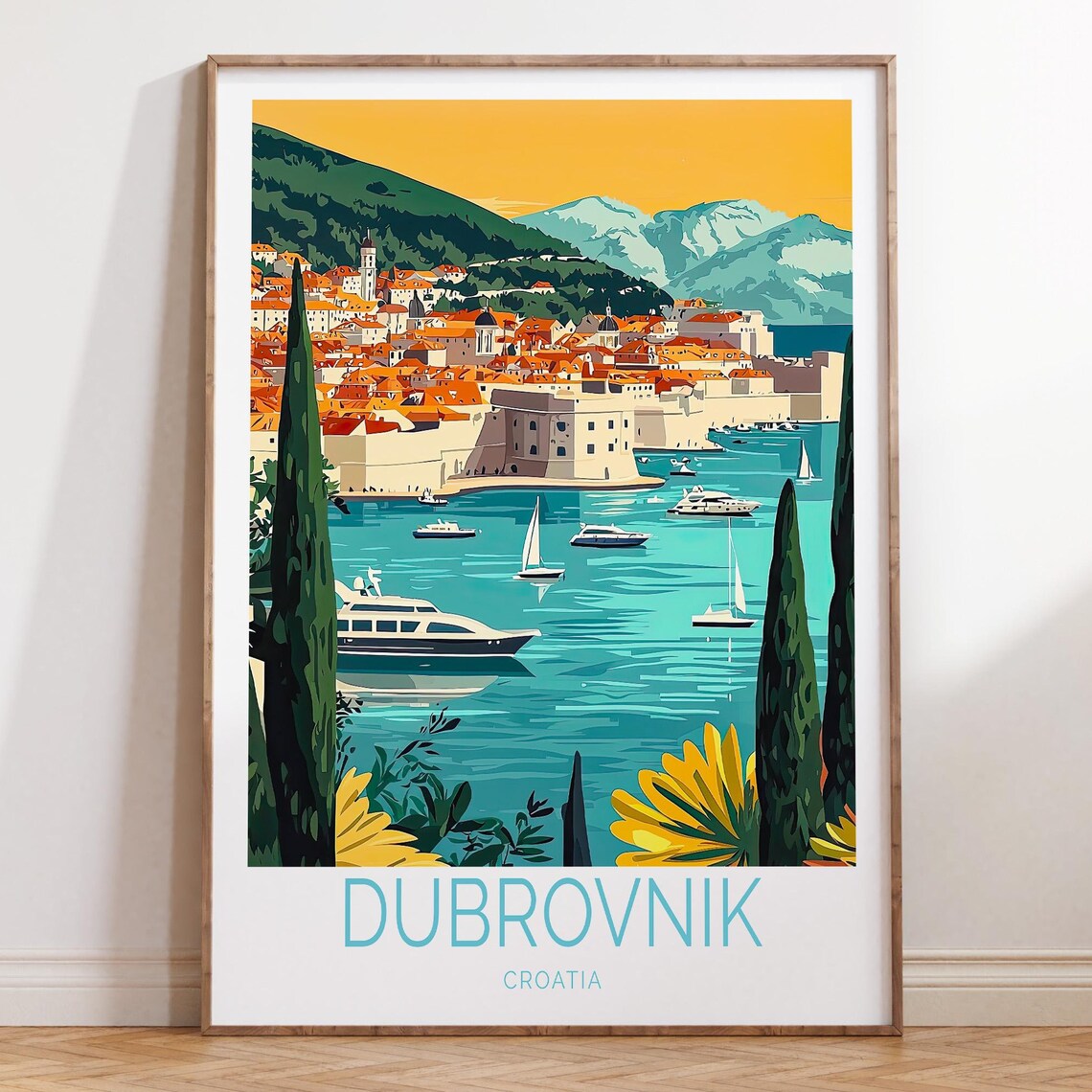 Dubrovnik Croatia Old Town Harbor And Medieval City Walls Poster