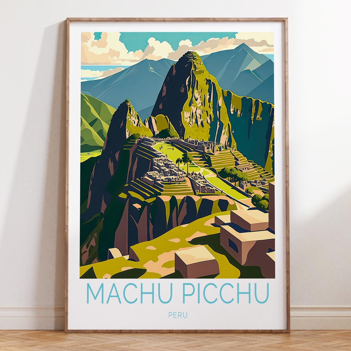 Machu Picchu Peru Travel Poster Ancient Ruins Andes Mountain