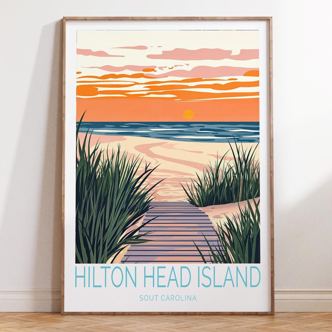 Hilton Head Island Sunset Beach Dune Boardwalk South Carolina Art Poster