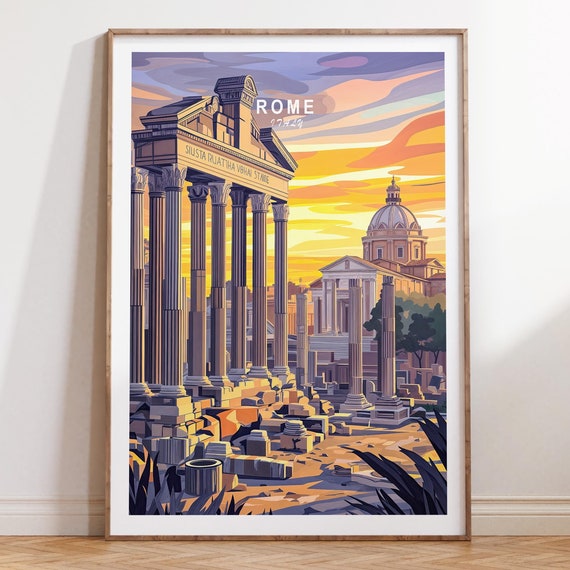 Rome Italy Vintage Travel Poster, Ancient City Print