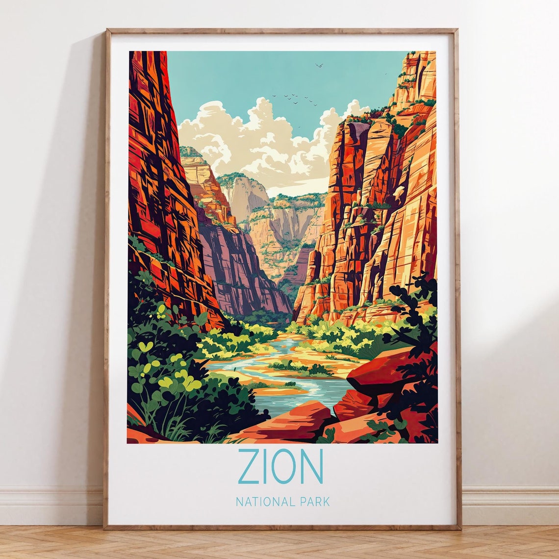 Zion Utah National Park Travel Poster Utah Travel Print Zion National Park Wall Art Birthday Gifts Wedding Present