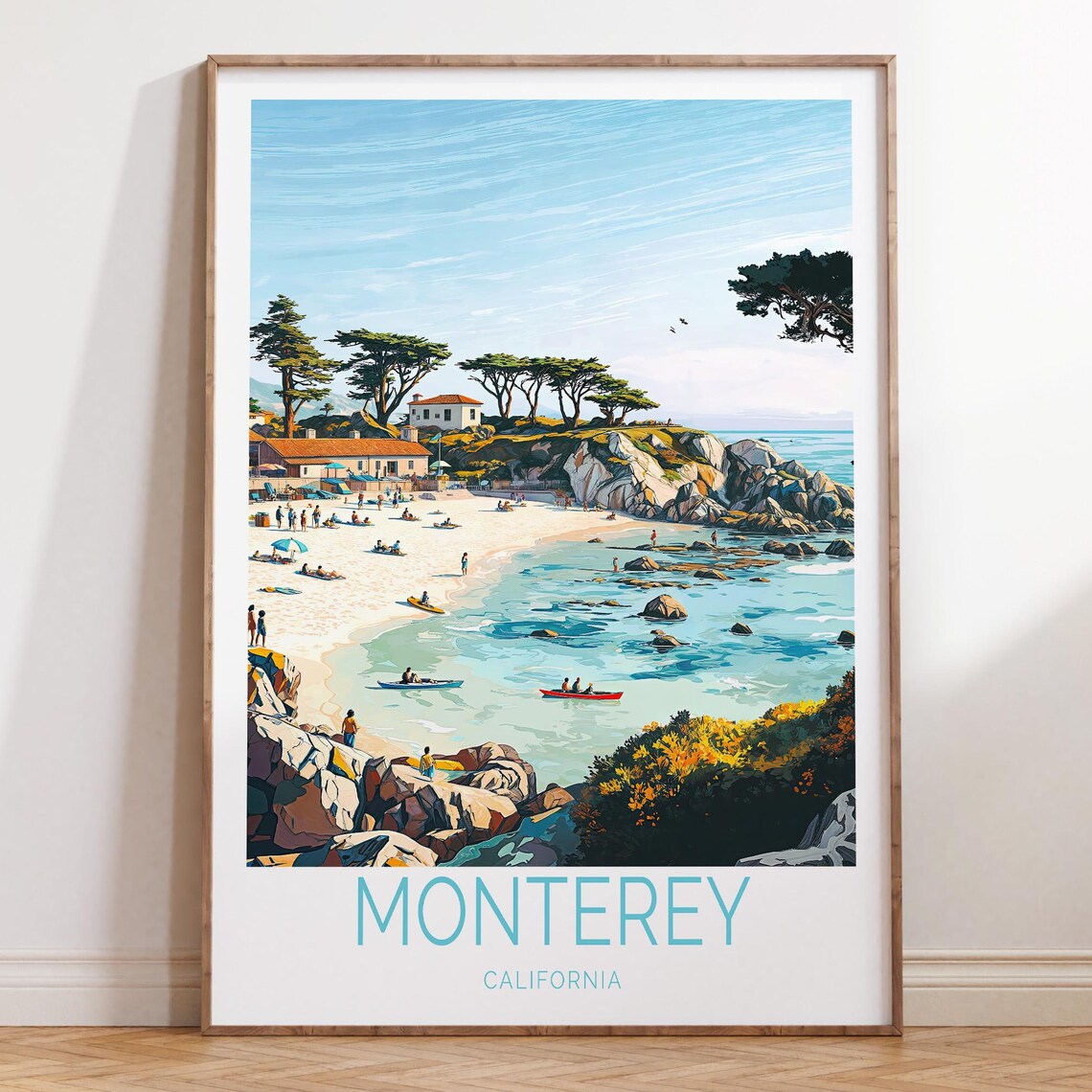 Monterey California Travel Poster, Coastal Wall Art