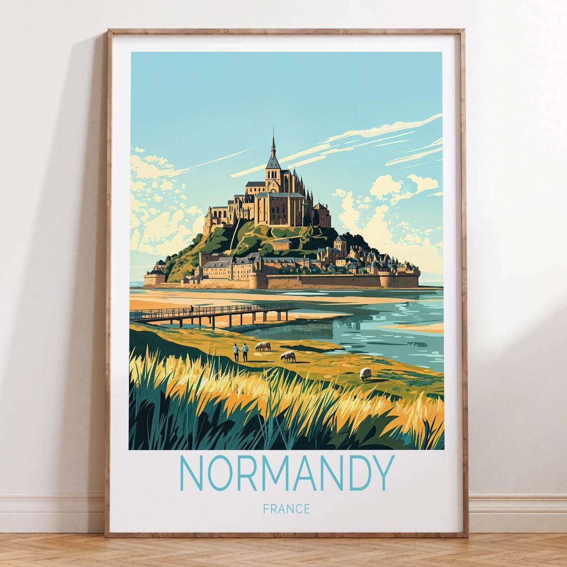 Mont Saint Michel Normandy France Abbey Retro Travel Wall Poster