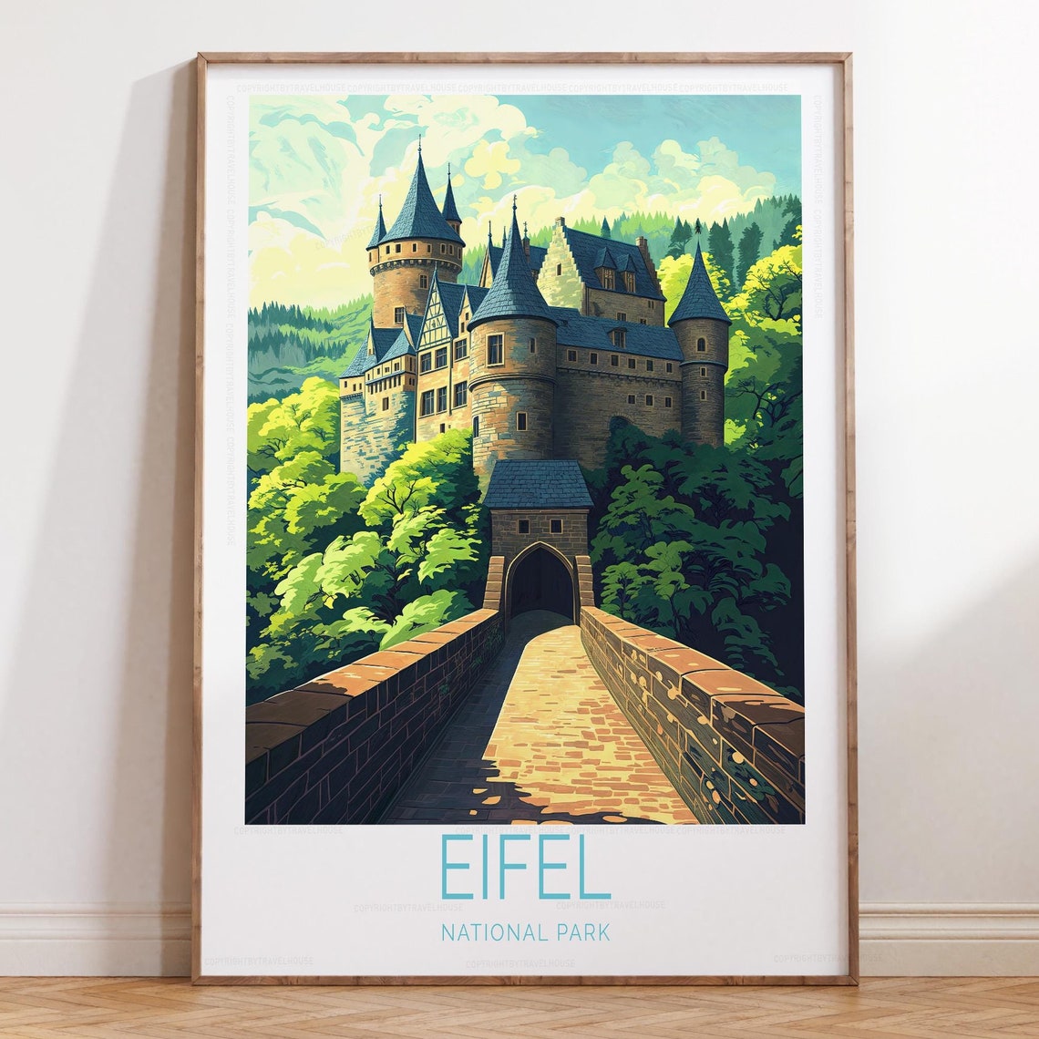 Eifel National Park Germany Medieval Castle Forest Travel Poster