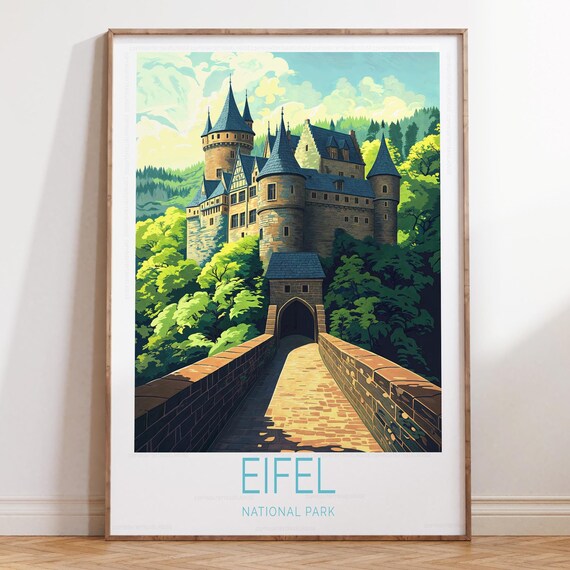 Eifel National Park Germany Medieval Castle Forest Travel Poster