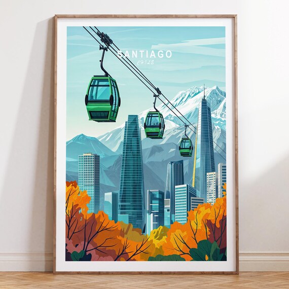 Santiago Chile Poster Travel Wall Art Print City Personalised Gifts Home Decor