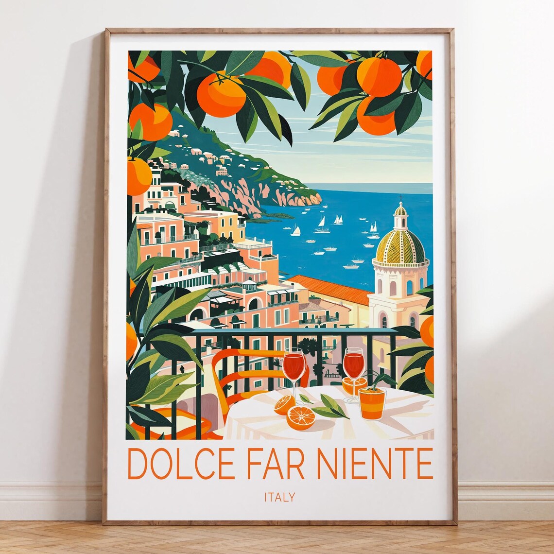 Dolce Far Niente Italy Amalfi Coast Terrace Orange Trees Poster