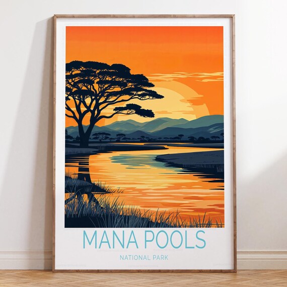 Mana Pools National Park Sunset With Acacia Tree Zimbabwe Poster