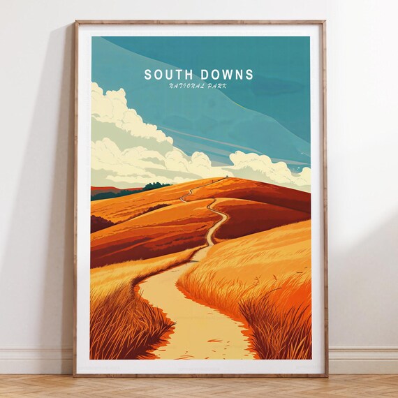 South Downs National Park Golden Hills Sunset Trail Travel Poster