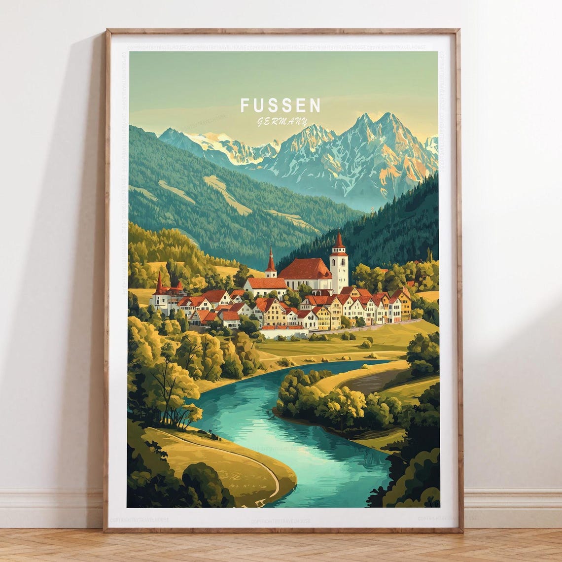 Fussen Germany Riverside Old Town Alpine Scenery Landscape Poster