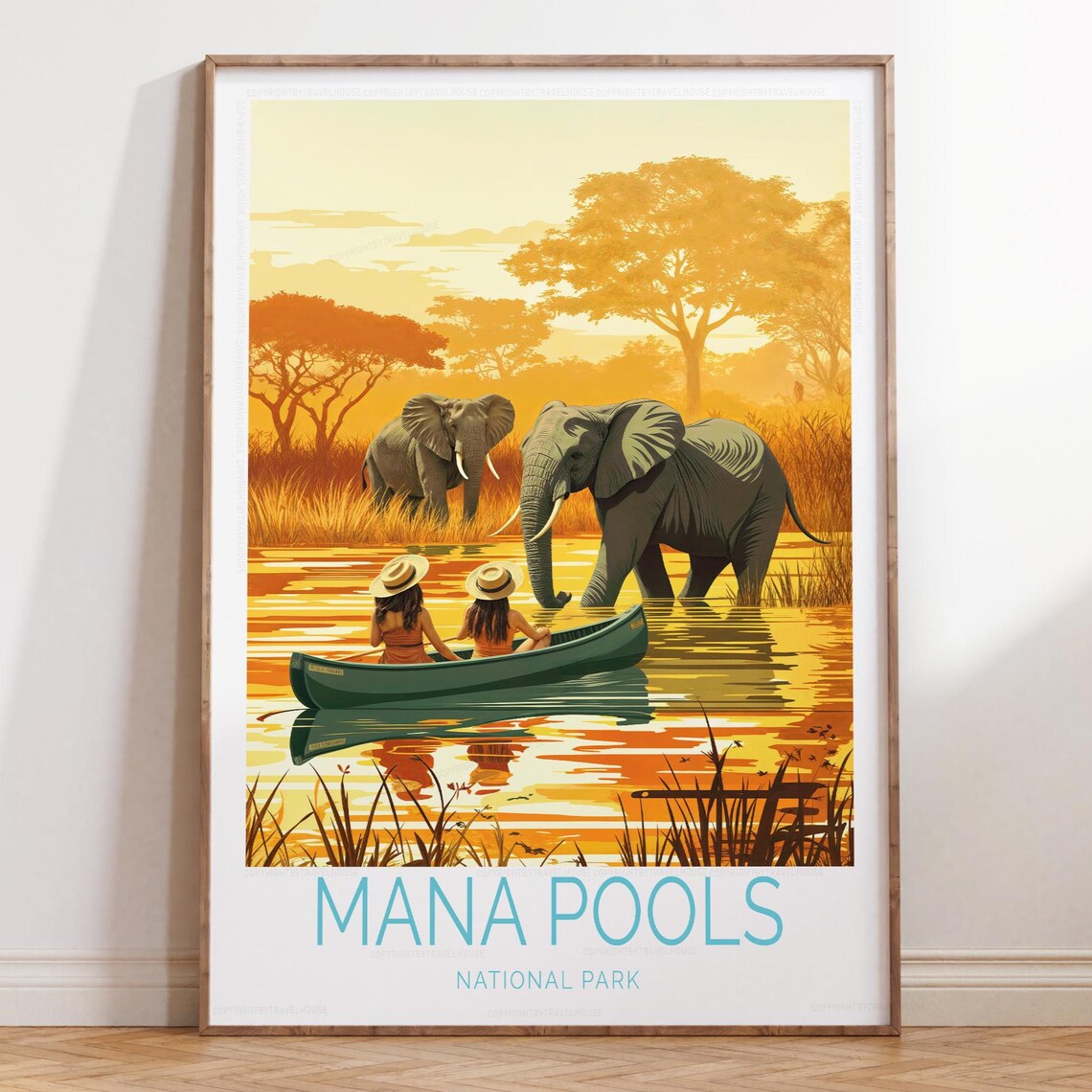 Mana Pools National Park Elephants And Canoe Safari Zimbabwe Poster