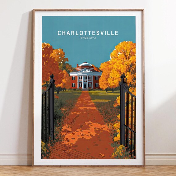 Charlottesville Virginia Rotunda Minimalist Autumn Travel Poster