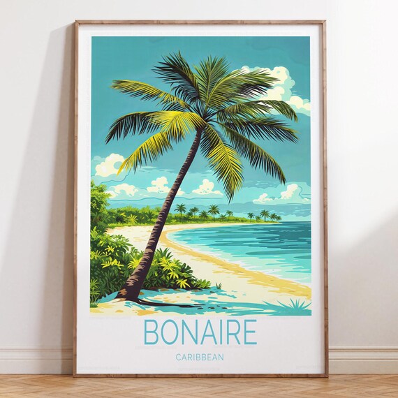 Bonaire Caribbean Travel Poster Wall Art Print Home Decor Gifts Birthday Present