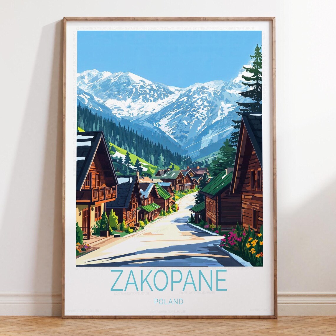 Zakopane Poland Travel Poster, Europe Wall Art