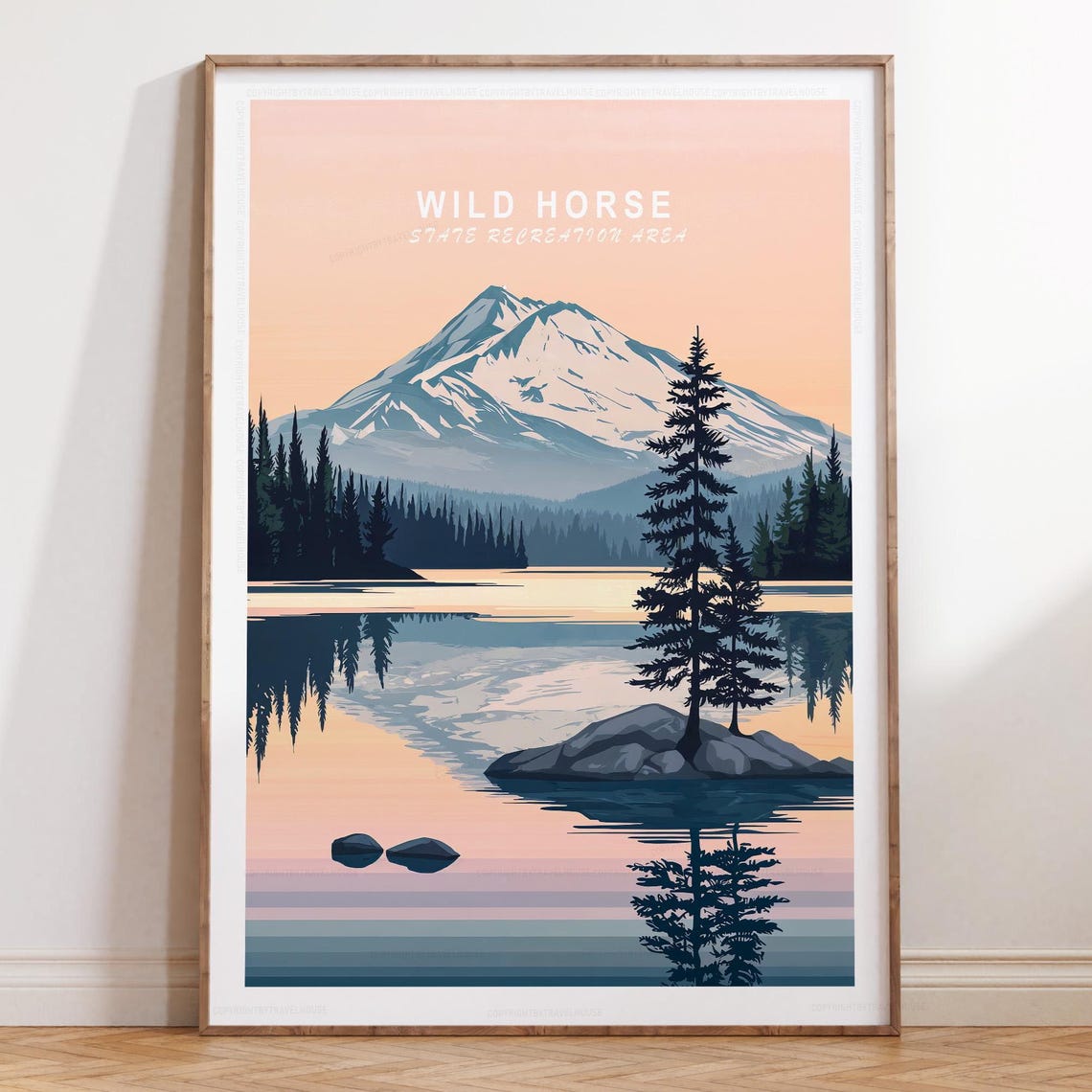 Wild Horse Nevada Daytime Mountain Lake Pine Trees Travel Poster