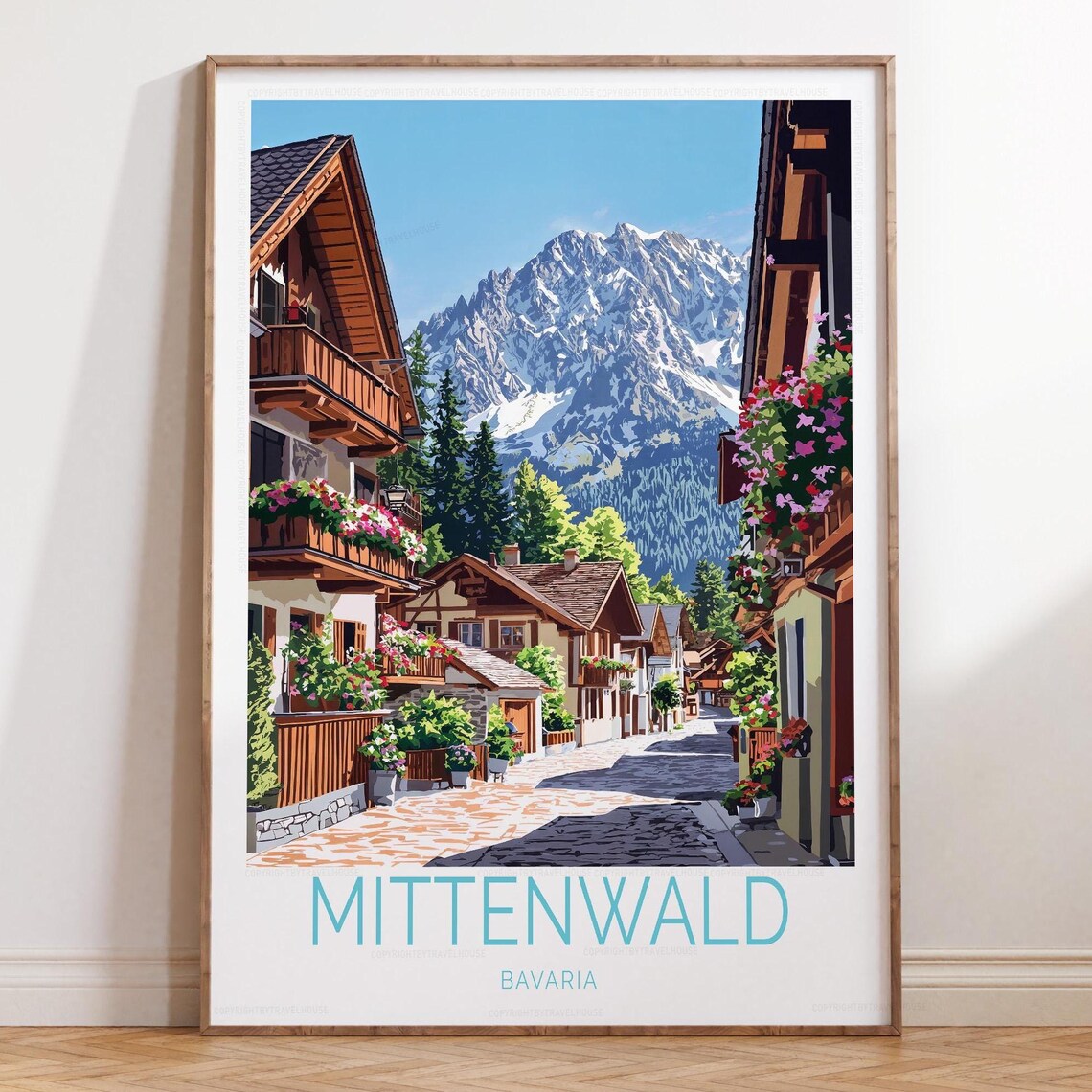 Mittenwald Bavaria Historic Village Street Mountain View Poster