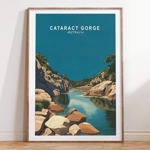 Cataract Gorge Travel Wall Art Australia Poster Print Minimalist