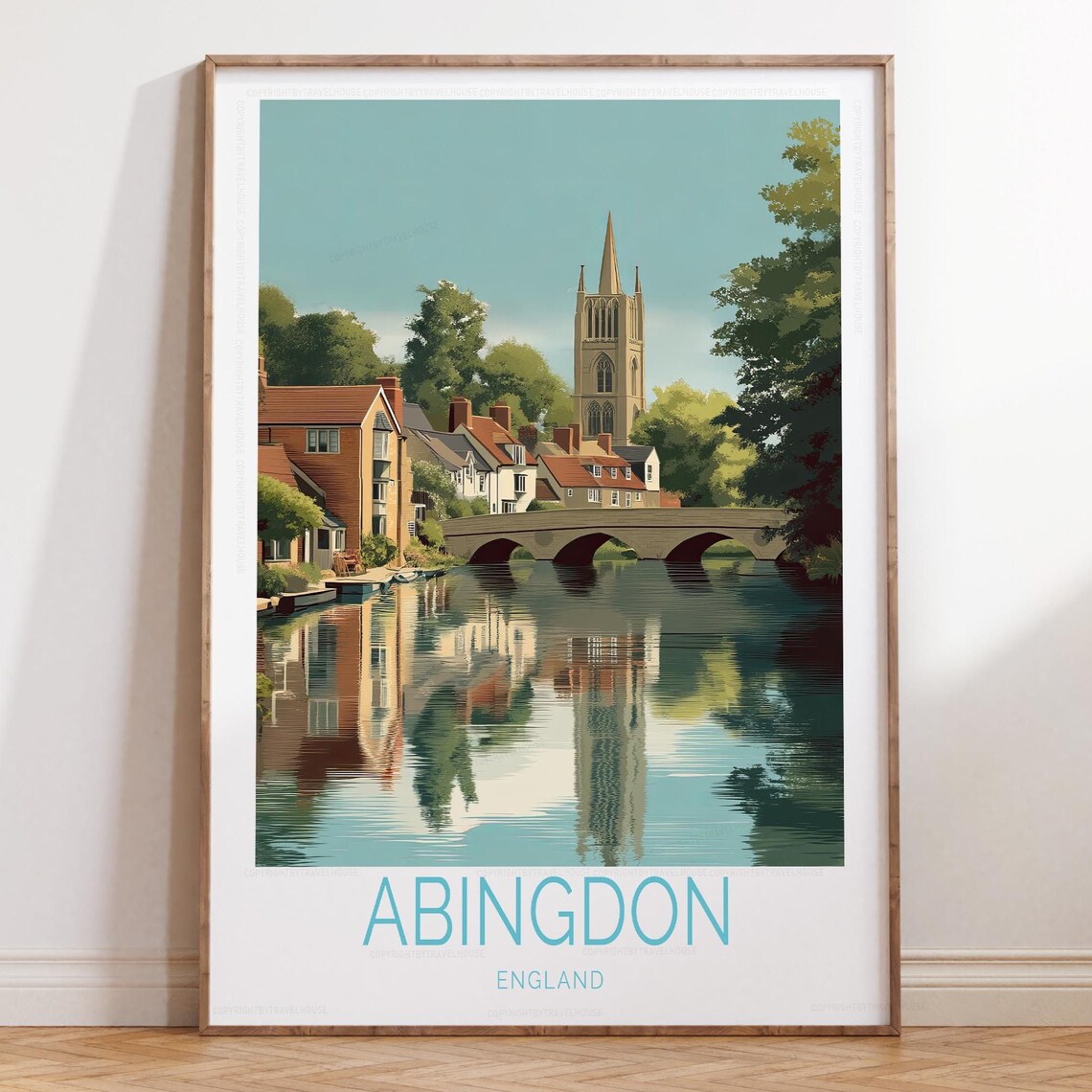 Abingdon England Mirror River Reflection Of Riverside Town Poster