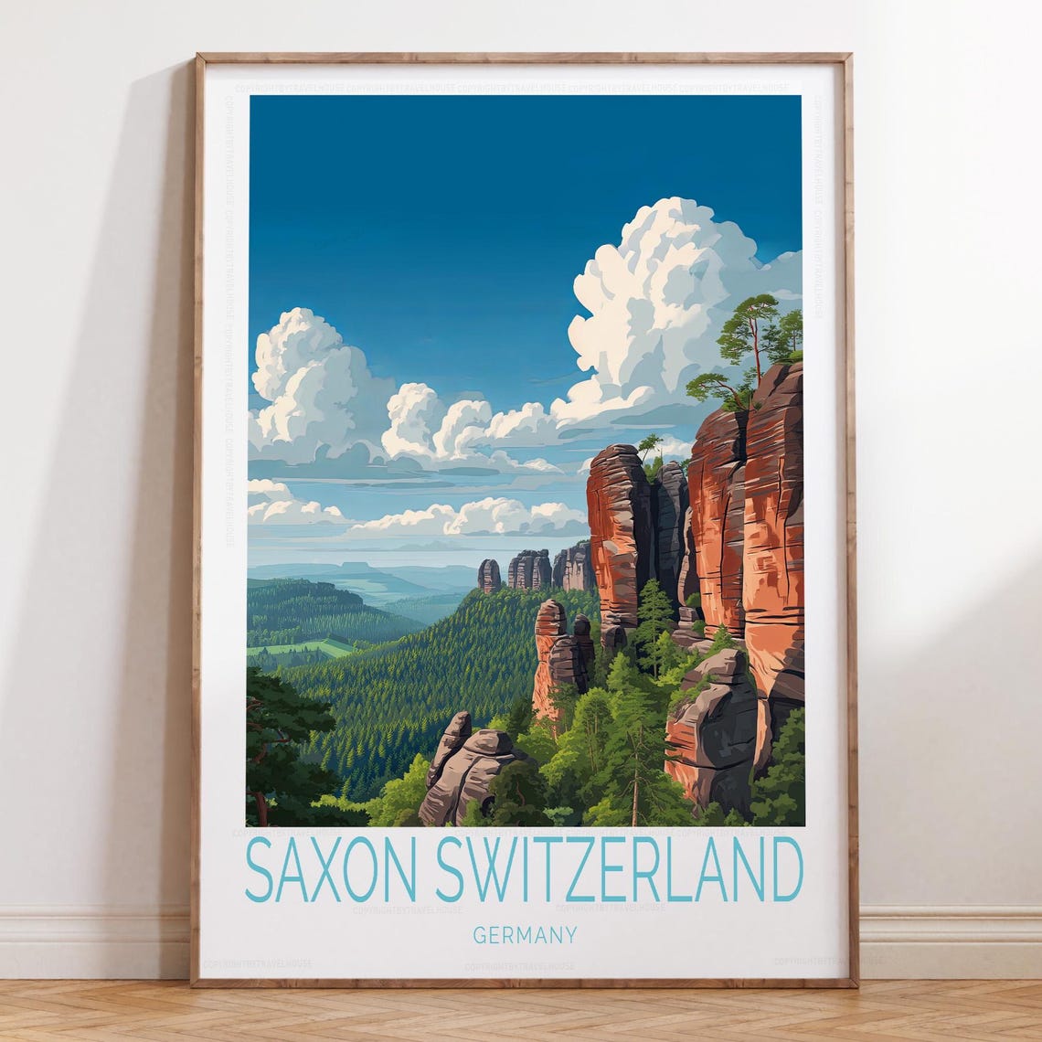 Saxon Switzerland Germany Red Sandstone Cliffs Forest View Poster