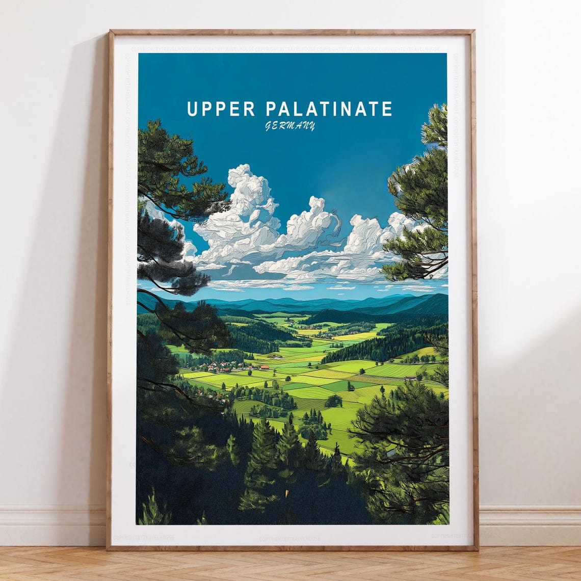 Upper Palatinate Germany Valley Under Dramatic Clouds Travel Poster