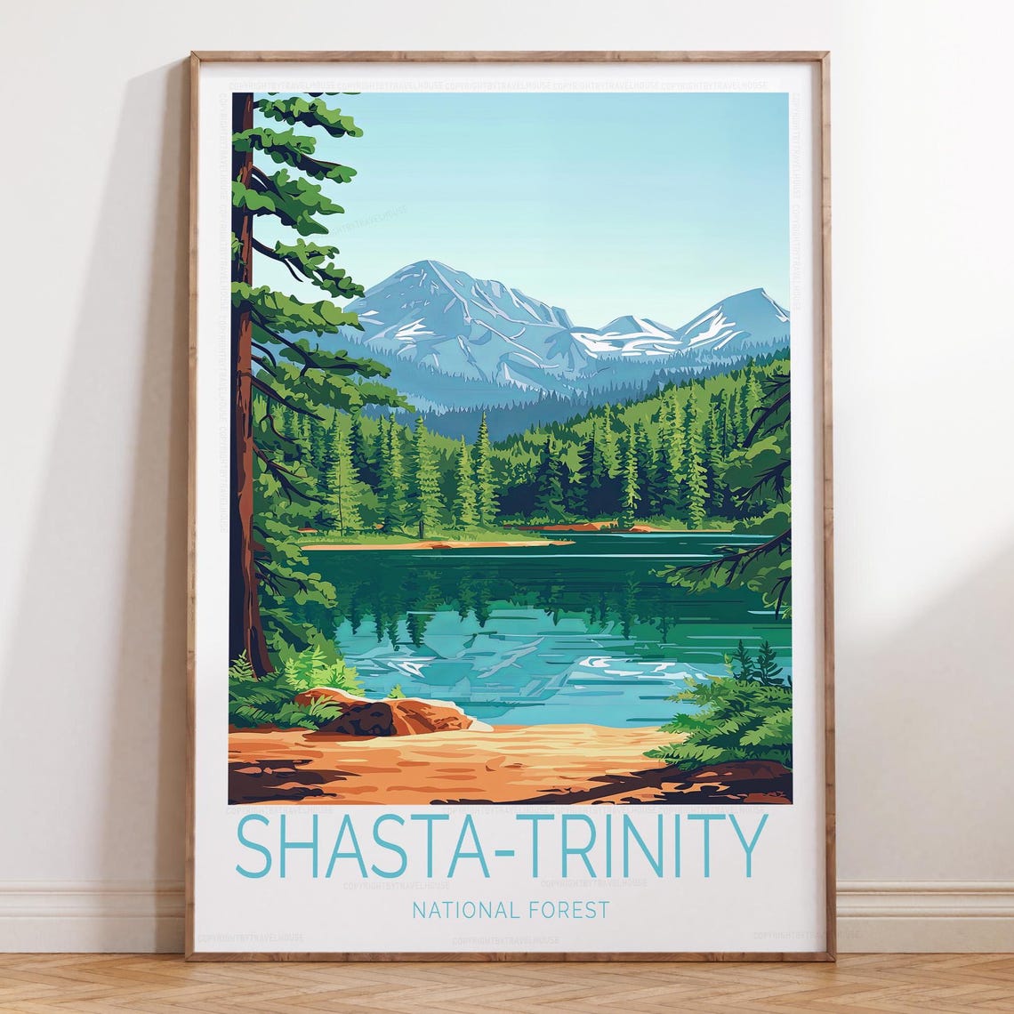 Shasta-Trinity National Forest Pine Lake Snow Peak Tall Pines Poster