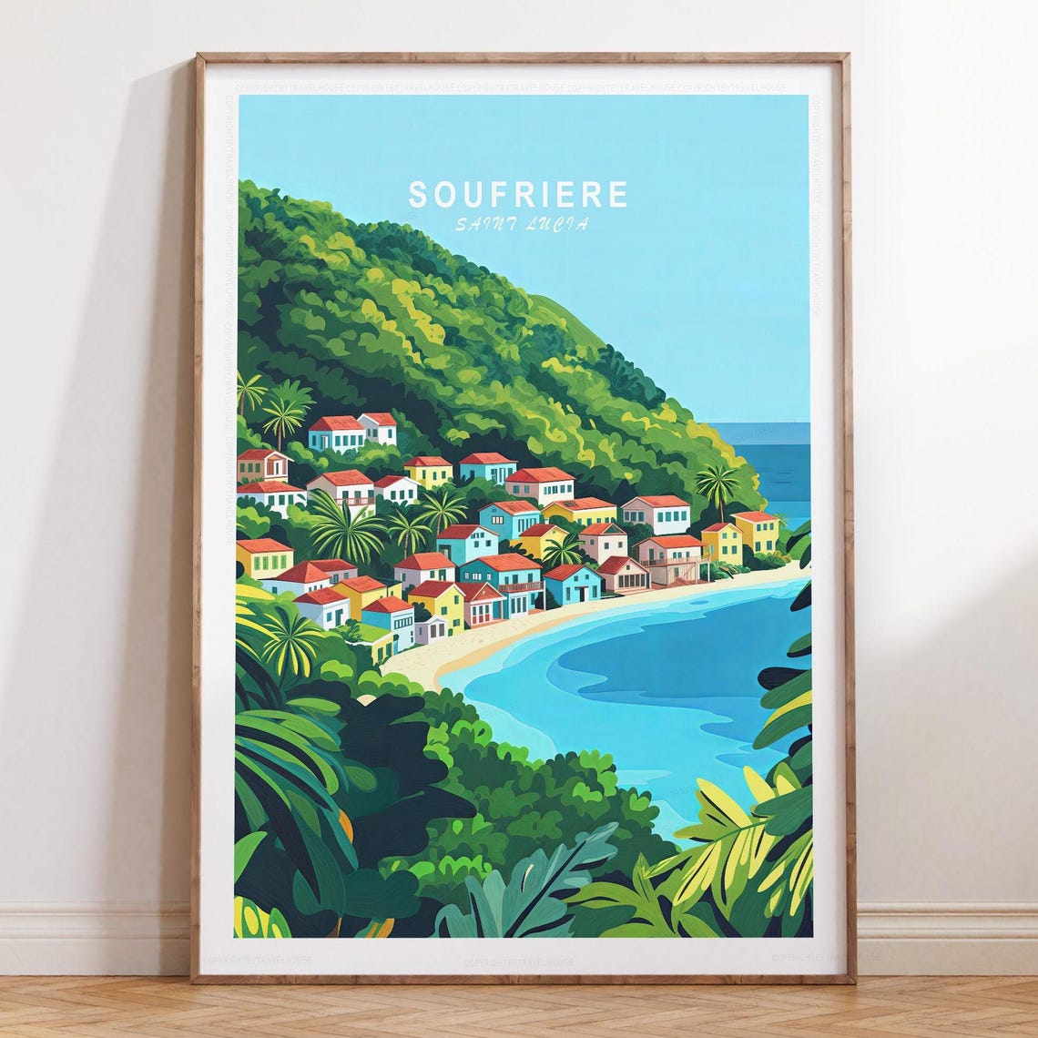 Soufriere Saint Lucia Tropical Bay Village Hillside View Poster
